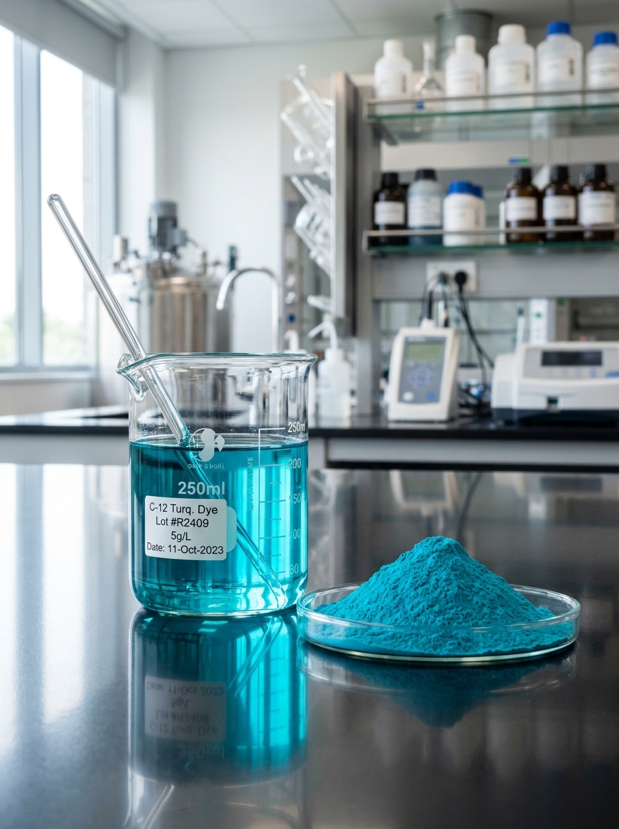 Bubuk Dyestuff Pewarna Tekstil Murni & Beaker Laboratorium